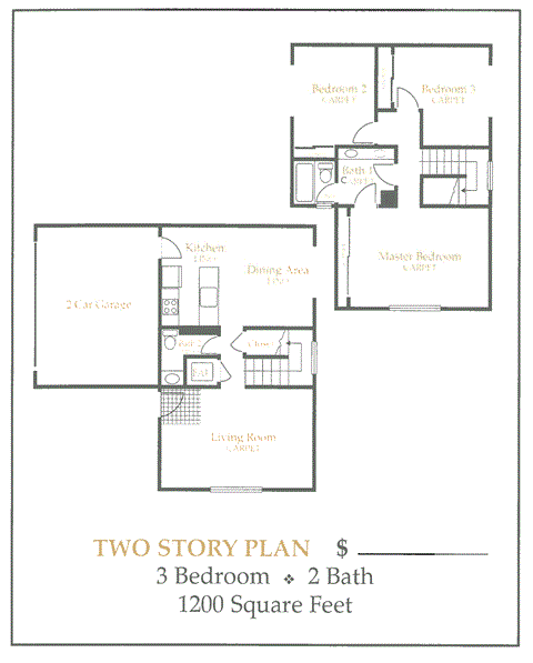 Two Story floor plan at Oak Grove Terrace Concord
